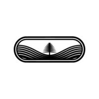 Minimalist Mountain Silhouette, Evergreen Tree Emblem vector