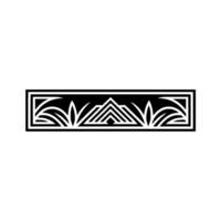 Geometric Botanical Border, Art Deco Style, Line vector