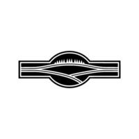 Geometric Landscape Emblem, Vintage Route Marker vector
