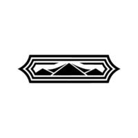 Geometric Mountainscape Emblem, Vintage Style, Outline vector