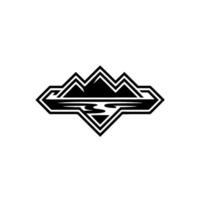Geometric Mountainscape Emblem, Adventure Tranquility vector