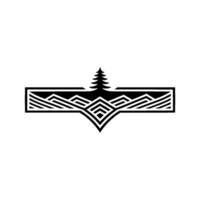 Geometric Mountain Emblem, Wilderness Symbol, Pine vector