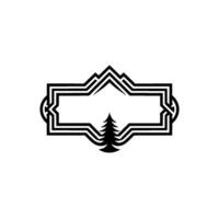 Geometric Mountain Emblem, Pine Silhouette, Minimalist vector