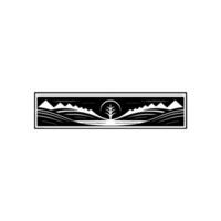 Serene Mountainscape Emblem, Minimalist Landscape vector