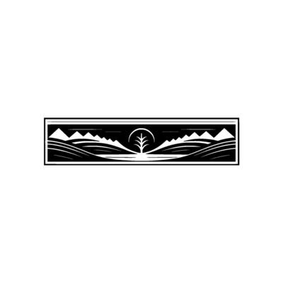 Serene Mountainscape Emblem, Minimalist Landscape