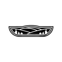 Minimalist Landscape Canoe Silhouette, Serene Exploration vector