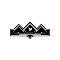 Geometric Mountainscape with Soaring Bird Emblem vector