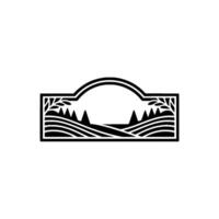 Serene Landscape Emblem, Minimalist, Horizon vector