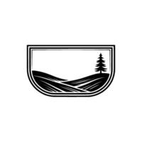 Minimalist Landscape Emblem, Serene Mountain Vista vector