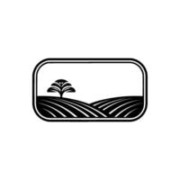 Minimalist Landscape Emblem, Rural Serenity, Field vector