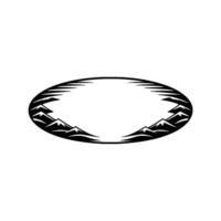 Mountain Silhouette Oval, Minimalist Landscape Emblem vector