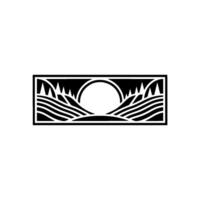 Minimalist Horizon Sun, Fields, and Geometric Tranquility vector