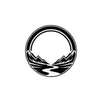 Circular Mountain Emblem - Bold Adventure Symbol vector