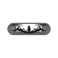 Serene Mountain Silhouette, Spiral Emblem, Nightscape vector