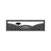 Minimalist Landscape Emblem, Serene Rural Scene vector