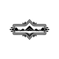 Vintage Mountainscape Emblem, Elegant Border vector