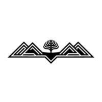 Geometric Mountain Tree Emblem, Minimalist Growth Symbol vector
