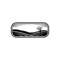 Serene Horizon Minimalist Landscape Emblem, Tree vector