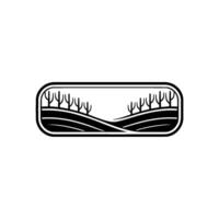 Minimalist Landscape Emblem, Serene Horizon, Trees vector
