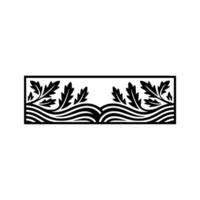 Stylized Wave Foliage Border, Minimalist vector