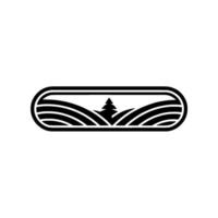 Minimalist Mountain Landscape Emblem, Rustic Wilderness vector