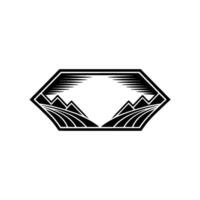 Geometric Mountainscape Emblem, Modern Silhouette vector