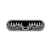 Minimalist Mountain Landscape Emblem, Rustic Adventure vector