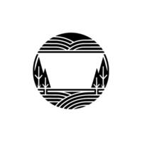 Minimalist Landscape Emblem, Rustic Horizon, Circular vector