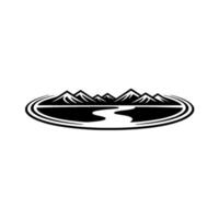 Serene Mountain Silhouette, Circular Emblem vector
