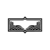 Serene Landscape Emblem, Rustic Mountain Vista vector