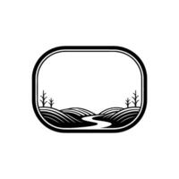 Scenic Vista Border, Minimalist Landscape Emblem vector