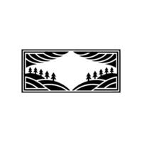 Minimalist Landscape Emblem, Mountain Silhouette, Rustic vector