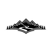 Mountain Vista Emblem - Serene Wilderness Silhouette vector