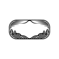 Minimalist Mountainscape Frame, Scenic Outline, Nature Emblem vector