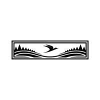 Soaring Freedom Mountain Silhouette Emblem vector