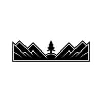 Mountain Silhouette with Evergreen, Minimalist Landscape Emblem vector