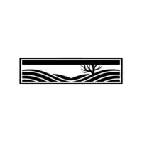Minimalist Landscape Silhouette, Serene Horizon - Tree vector