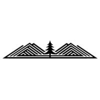 Geometric Mountainscape with Pine Minimalist Landscape vector