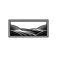 Serene Landscape Silhouette, Minimalist Mountain View vector