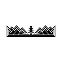 Geometric Mountainscape with Evergreen Silhouette, Mountains vector