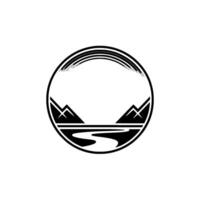 Serene Mountain Vista - Minimalist Circle Emblem vector