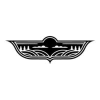 Rustic Winged Landscape Emblem, Vintage Style vector