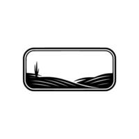 Serene Horizon Silhouette, Minimalist Landscape Emblem vector
