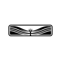 Serene Landscape Emblem, Minimalist Mountain Silhouette, Tree vector