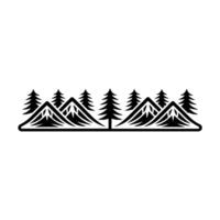 Mountain Range Silhouette with Pine Trees Minimalist Landscape Emblem vector