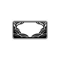 Minimalist Landscape Frame, Rustic Silhouette, Serene Composition vector