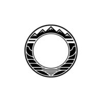 Minimalist Mountain Circle Emblem, Adventure Exploration vector