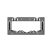 Geometric Mountainscape Border, Vintage Style, Mountain vector