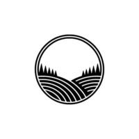 Circular Landscape Emblem, Rustic Charm, Minimalist vector
