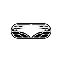 Panoramic Silhouette Mountain Vista Emblem vector